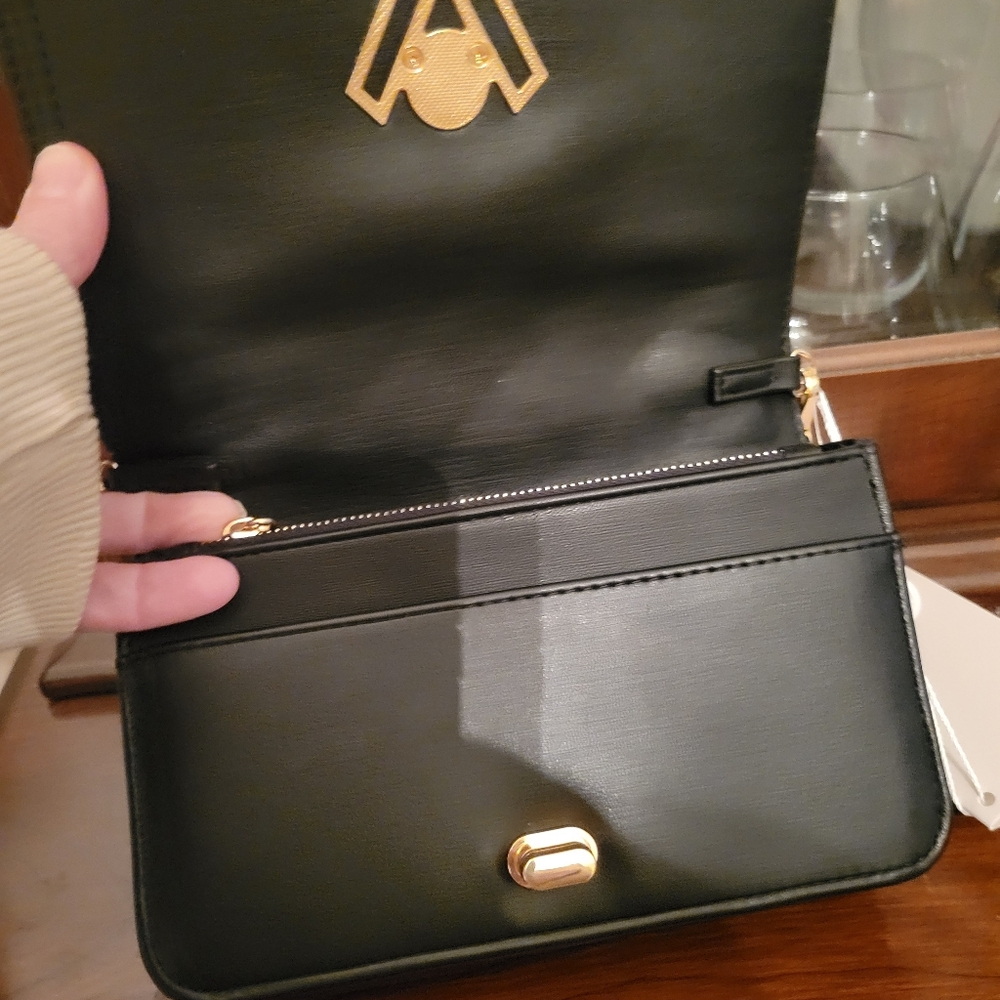 Valentino Orlandi Black Crossbody Bag with Gold Accents - Picture 5 of 6